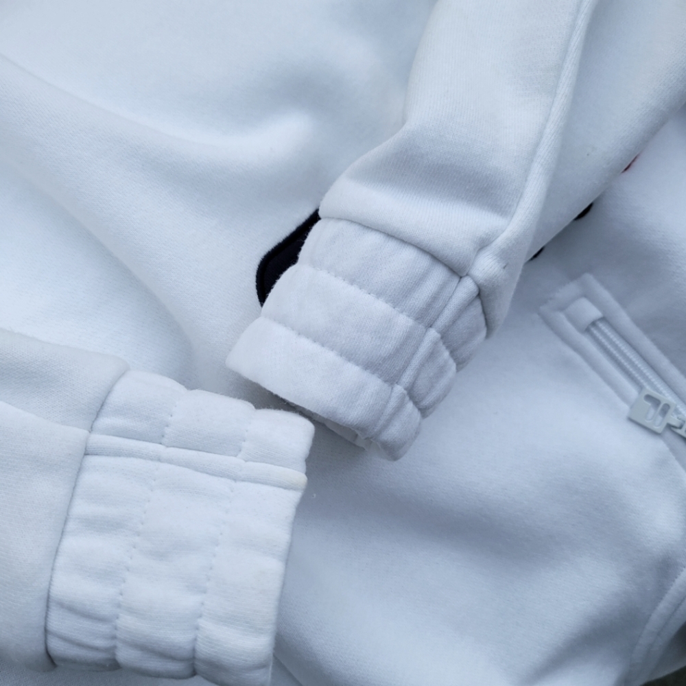 FILA | 1/4 Zip Big Logo EUC Cuffed White Pullover Sweatshirt Ladies Medium - Picture 11 of 12